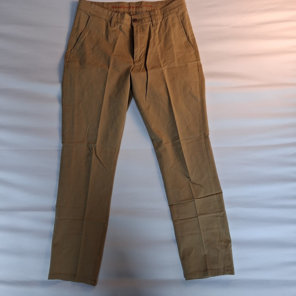 Weatherproof Vintage  Men khaki  30/30 flat-front casual trousers,regular-fit